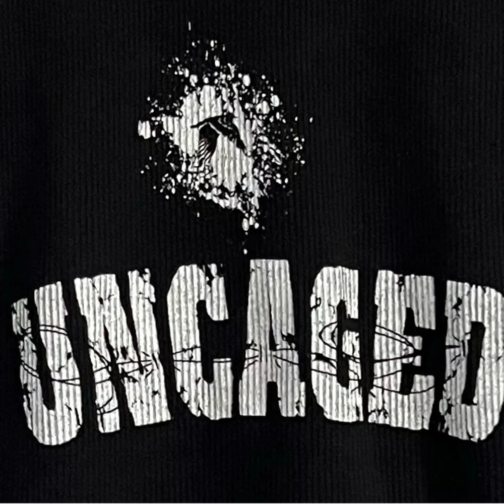 American Apparel UNCAGED MMA Ribbed Tank Top Black Skull Graphic Made USA L - Picture 3 of 8